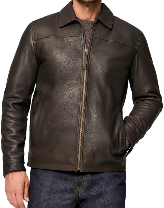 Men??s Faux Leather Vintage Racing Jacket Zip Front Style - Image 2