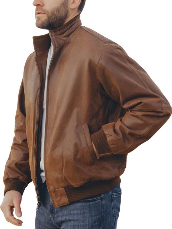 Men’s Leather Bomber Jacket Casual Style