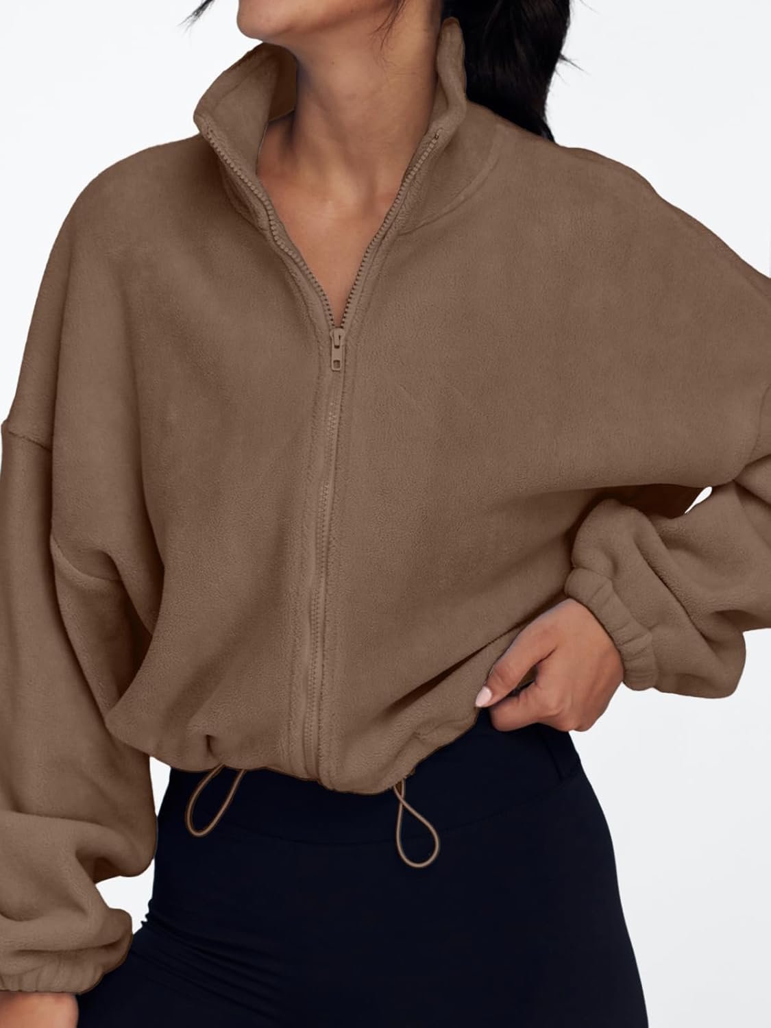Women’s Oversized Fleece Zip Up Jacket Long Sleeve Sherpa Sweatshirt - Image 2