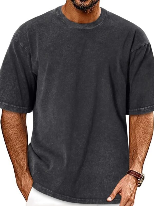 Oversized men's short sleeve vintage washed loose fit casual T-shirt