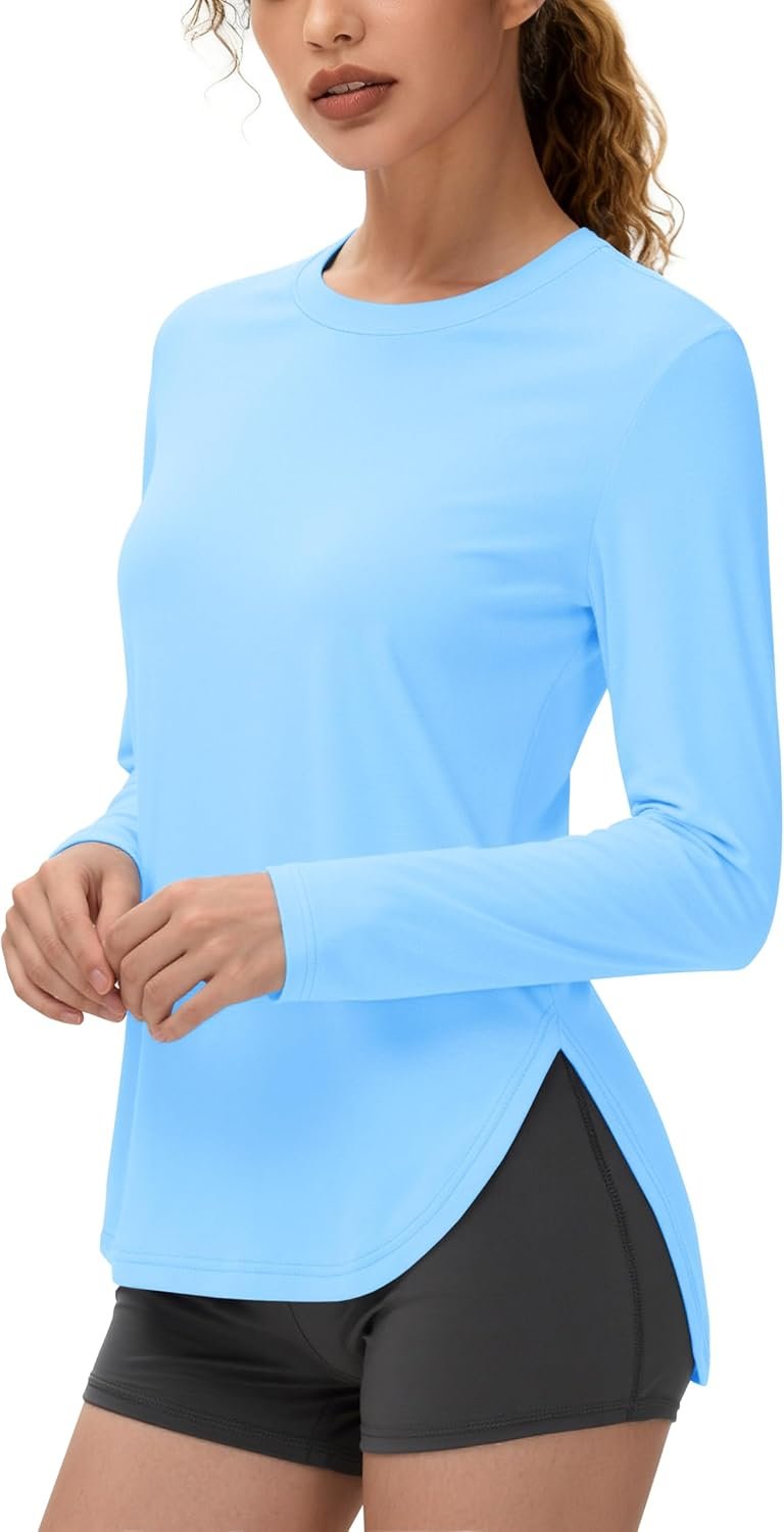 Women's UV protection athletic shirt moisture-wicking quick-dry long sleeve workout tee