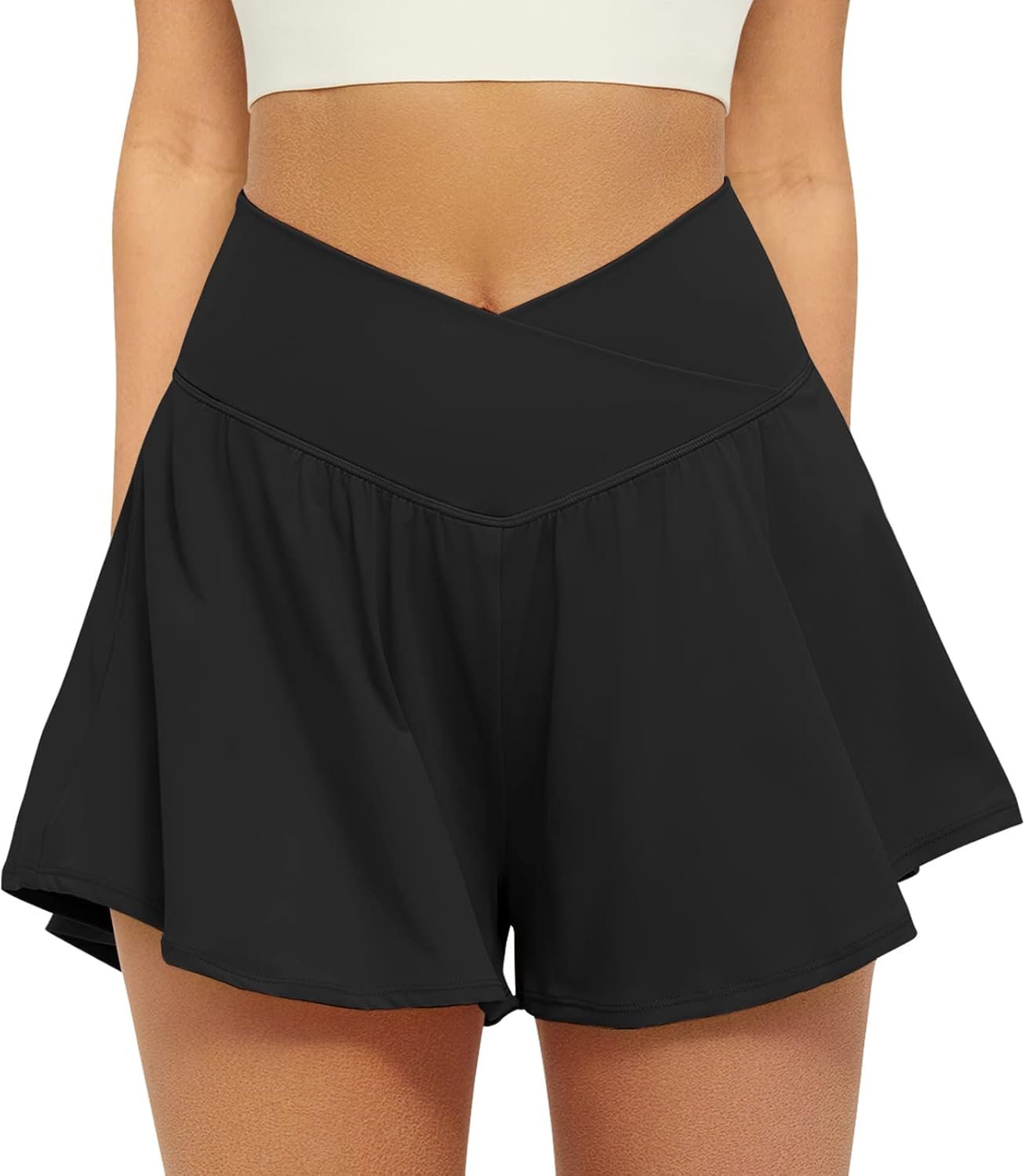 Women’s 2-in-1 Flowy Running Shorts with Pockets Stretch Workout Shorts