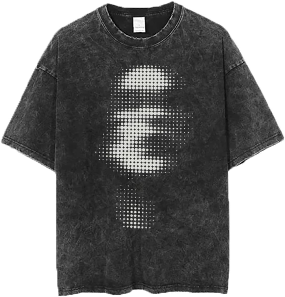 Men's vintage oversized graphic acid wash cotton streetwear short sleeve shirt