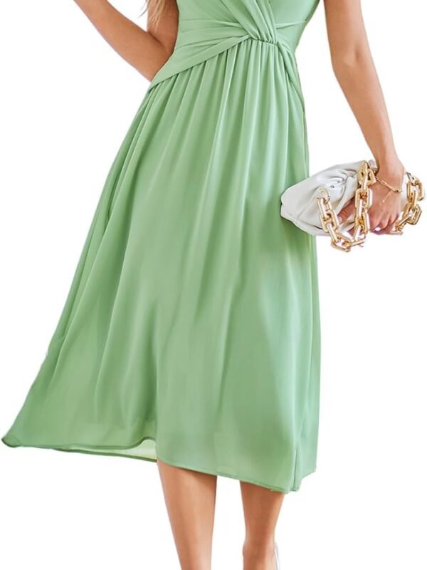 Women’s Ruffle Sleeve Chiffon A-Line Maxi Dress with Elastic Waist