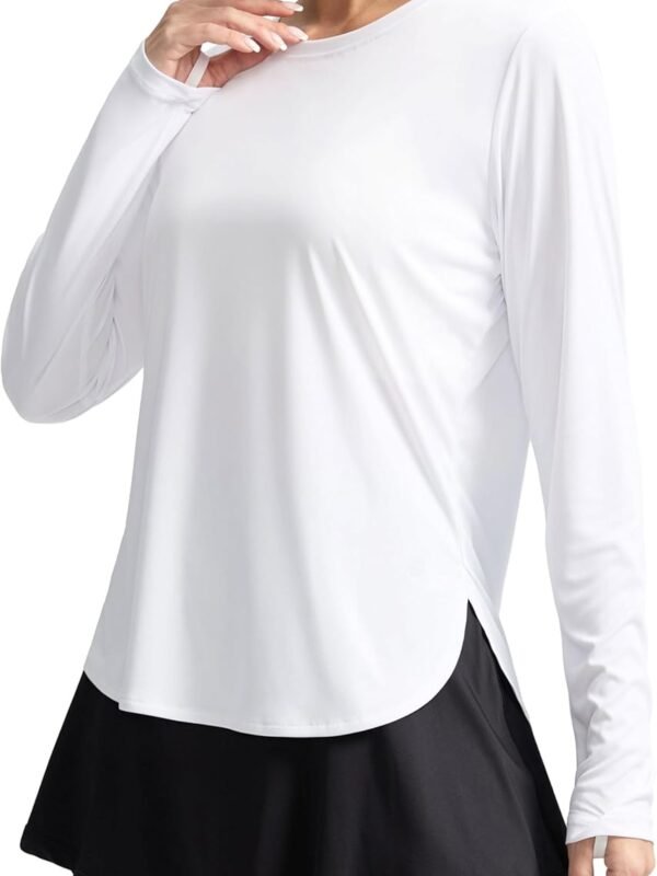 Women's UV protection long sleeve lightweight shirt thumb holes quick-dry hiking workout top