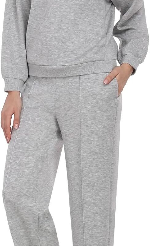 Women's 2-piece outfit long sleeve pullover top wide leg sweatpants set