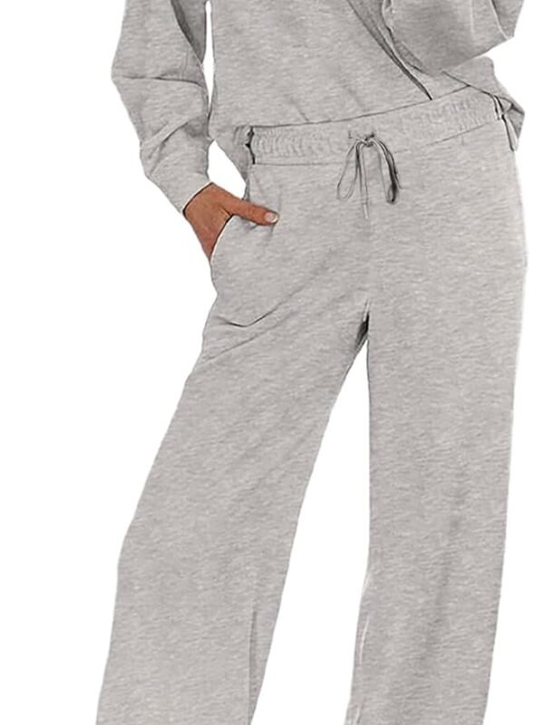 Two-piece lounge set V-neck sweatshirt wide leg sweatpants matching outfit