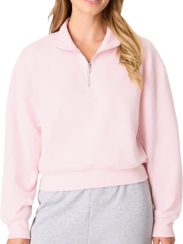 Women’s Quarter Zip Fleece Blend Pullover Sweatshirt