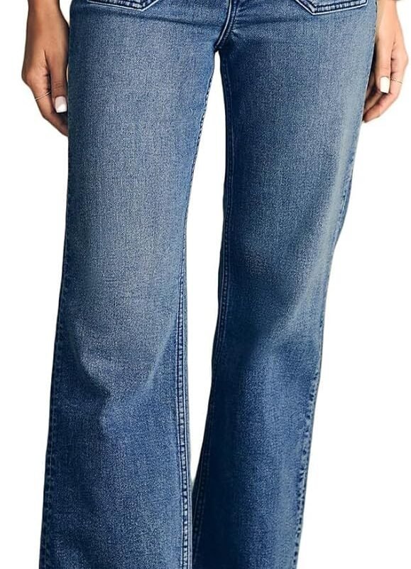 Women’s High Waisted Wide Leg Straight Denim Pants Loose Fit with Pockets