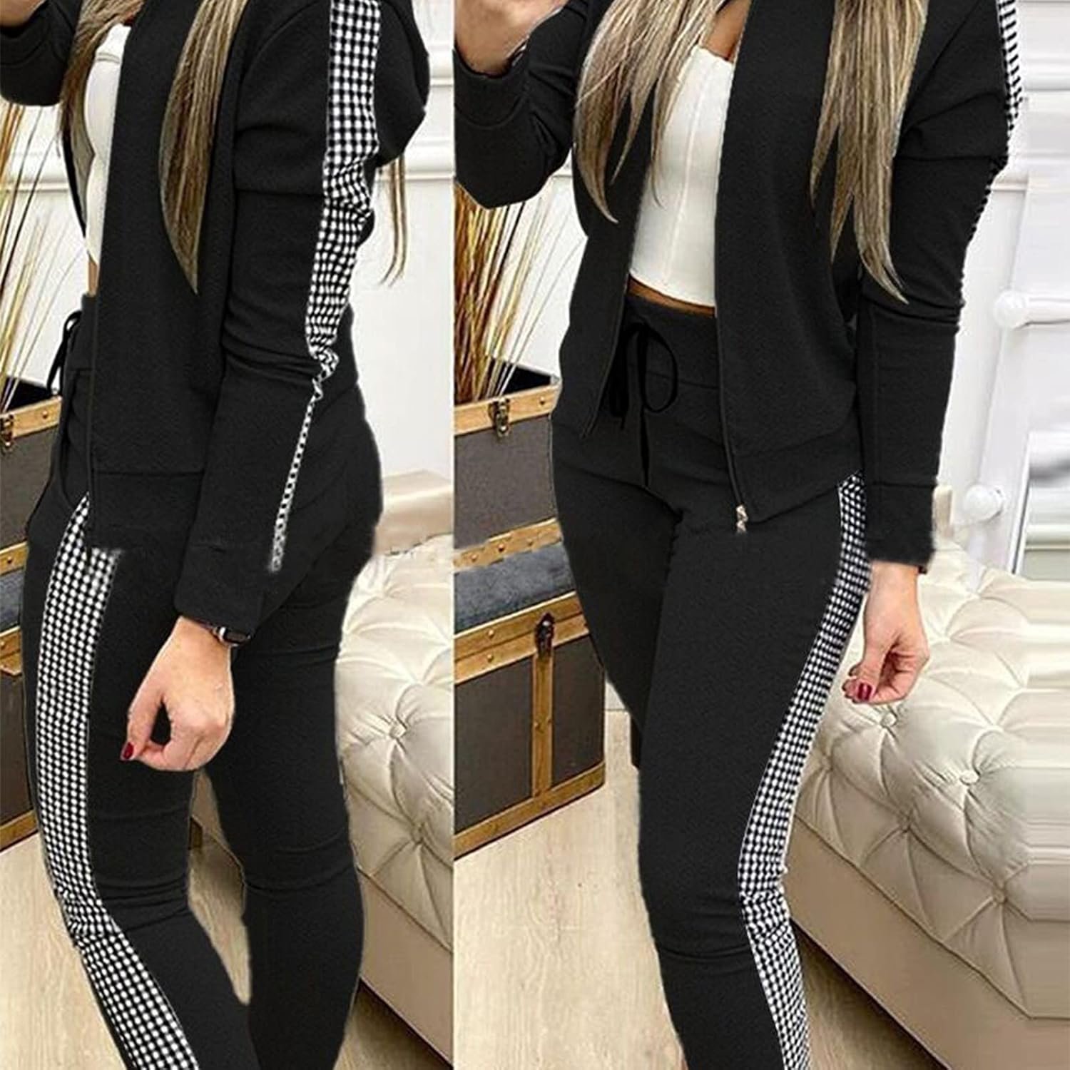 Women's 2-piece tracksuit hoodie sweatshirt and jogger pants outfit - Image 2
