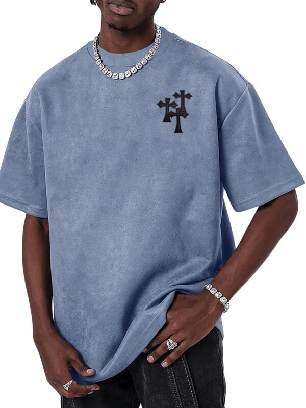 Men's oversized graphic T-shirt letter print drop shoulder vintage casual tee