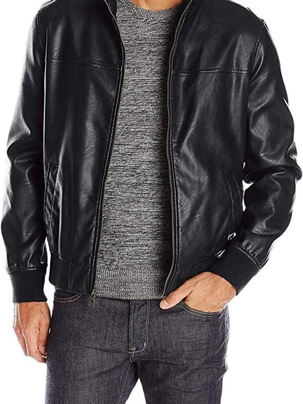 Men’s Faux Leather Bomber Jacket Casual Outerwear