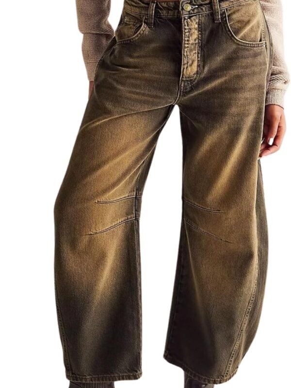 Women’s Baggy Barrel Jeans Wide Leg Cargo Denim Pants