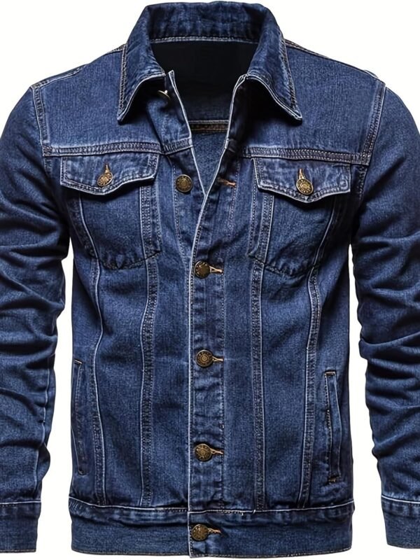 Men’s Vintage Inspired Denim Jacket Multiple Pocket Cotton Blend Coat