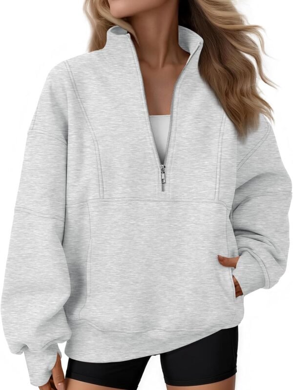 Women’s Oversized Quarter Zip Fleece Sweatshirt Mock Neck Pullover Jacket