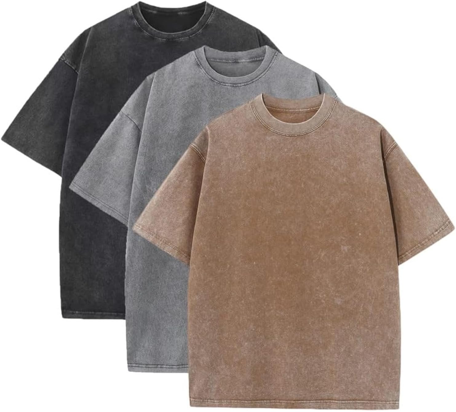 3-piece men's oversized heavy cotton summer T-shirt loose fit casual tops