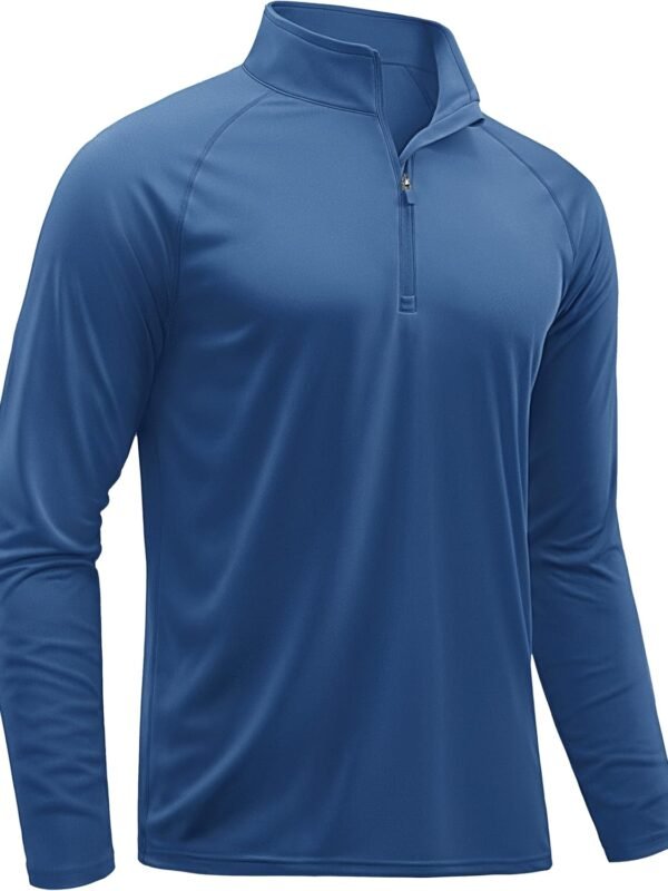 Men's long sleeve athletic quarter-zip UV protection outdoor running shirt
