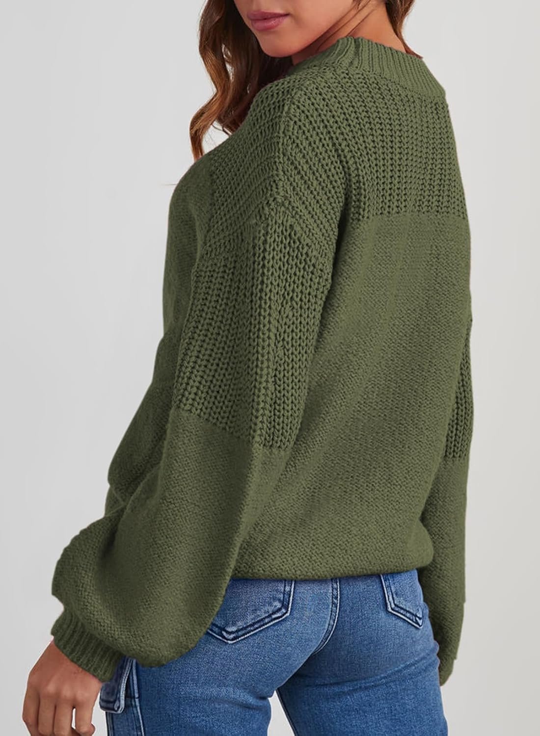 Women’s Casual Crew Neck Knit Sweater Loose Long Sleeve Pullover - Image 2