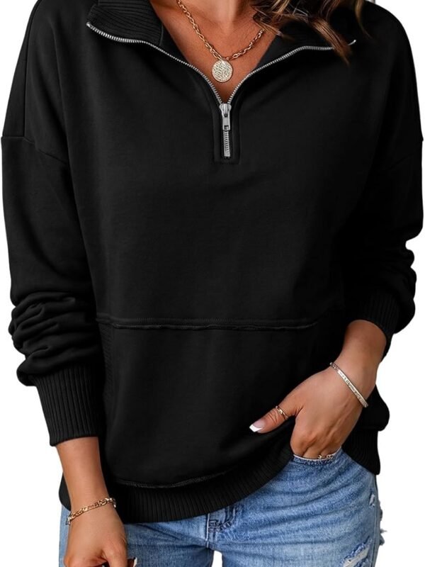 Women’s Casual Half Zip Lightweight Sweatshirt Long Sleeve Pullover Top