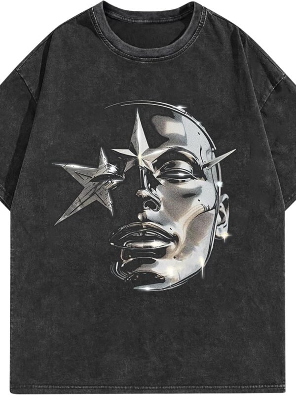 Men's graphic cotton oversized T-shirt short sleeve casual streetwear tee