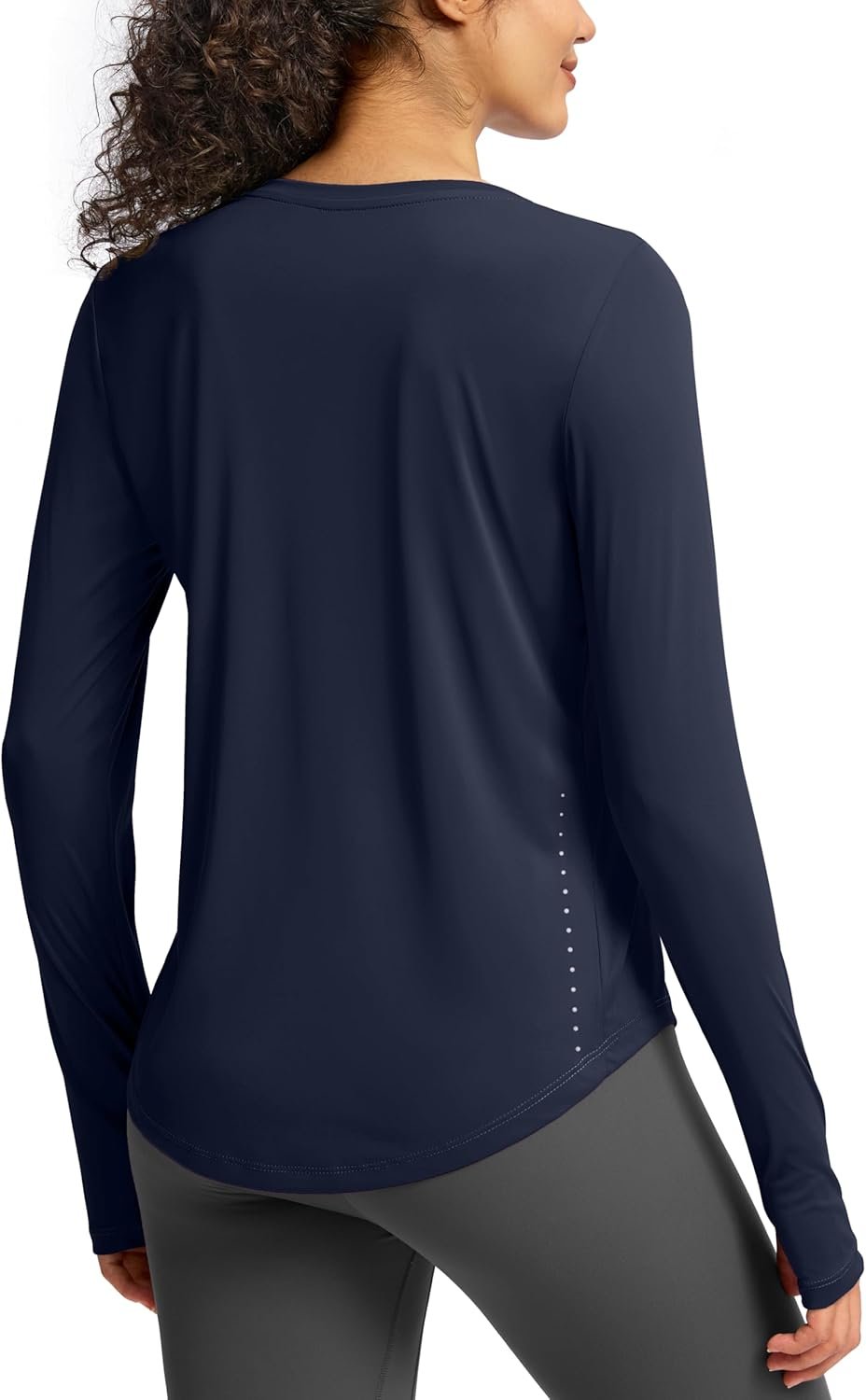 Lightweight women's long sleeve athletic shirt gym running UV protection moisture-wicking tee