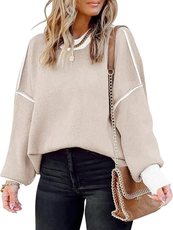 Women’s Oversized Batwing Sleeve Color Block Knit Sweater