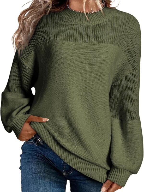 Women’s Casual Crew Neck Knit Sweater Loose Long Sleeve Pullover