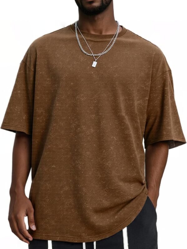 Oversized men's streetwear vintage short sleeve casual loose basic T-shirt
