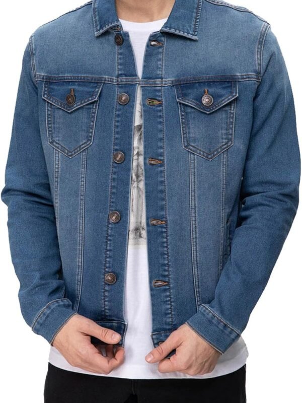 Men’s Button Down Denim Jacket Long Sleeve Casual Outerwear