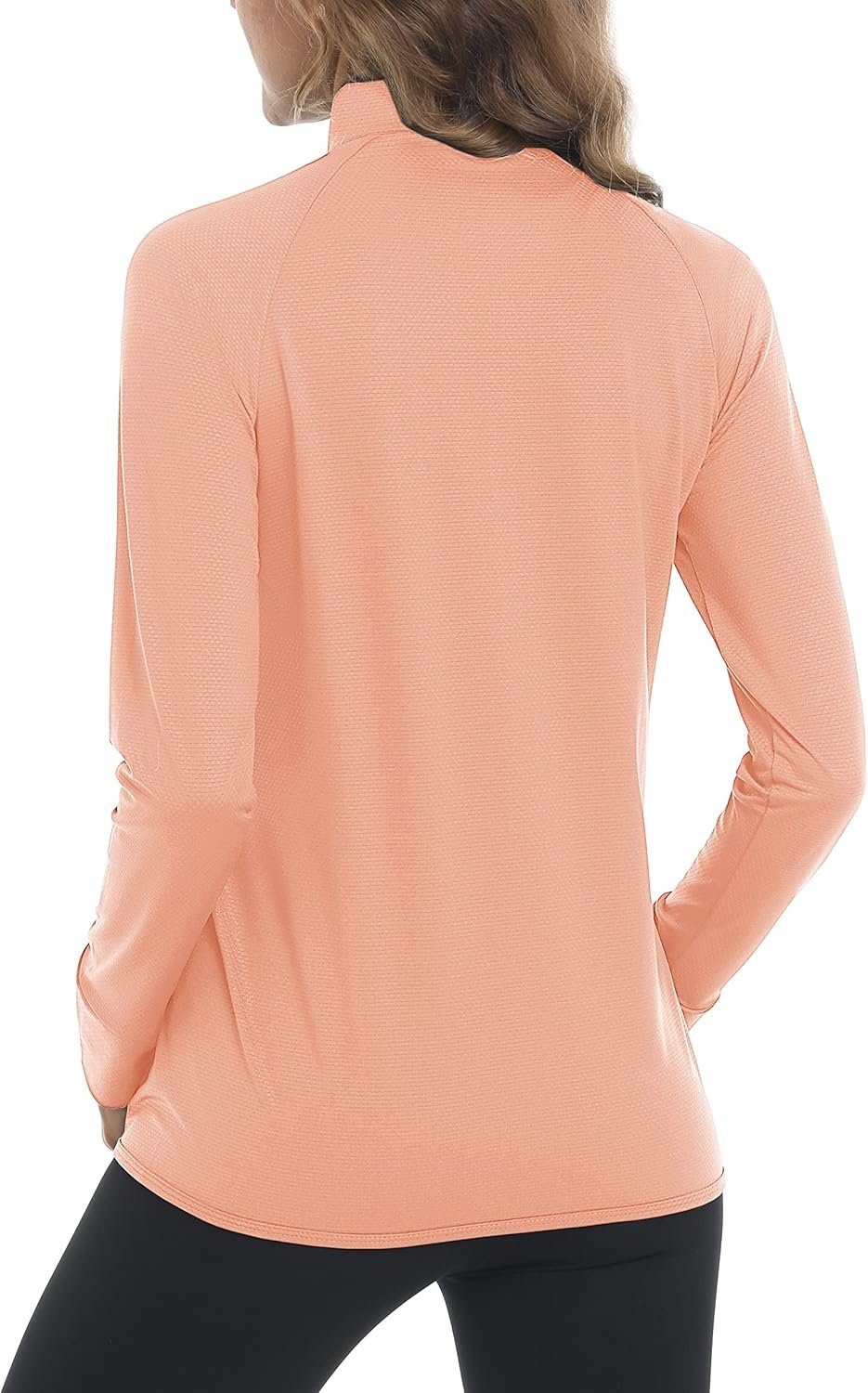 Women's lightweight athletic jacket UV protection full zip outdoor pocket workout shirt - Image 2