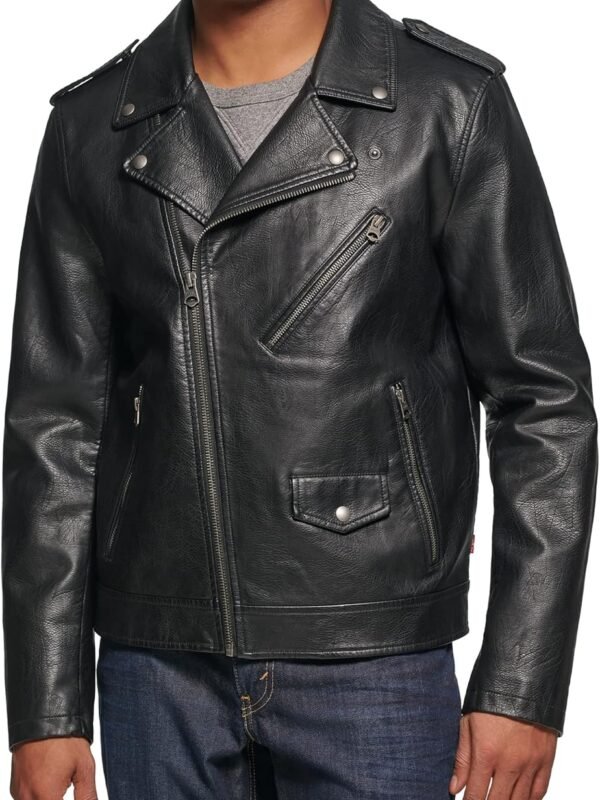 Men’s Faux Leather Motorcycle Jacket Casual Outerwear