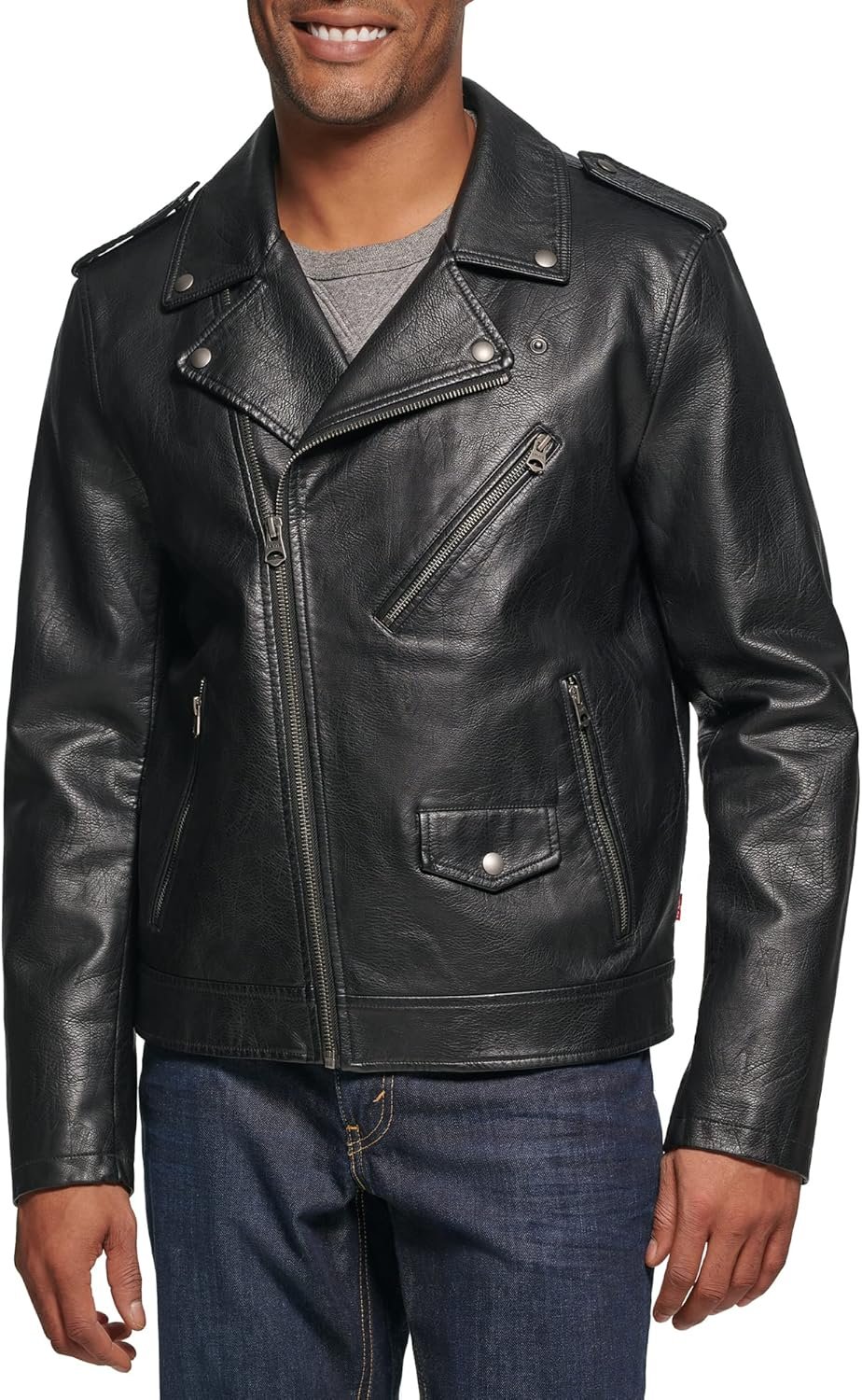 Men’s Faux Leather Motorcycle Jacket Casual Outerwear
