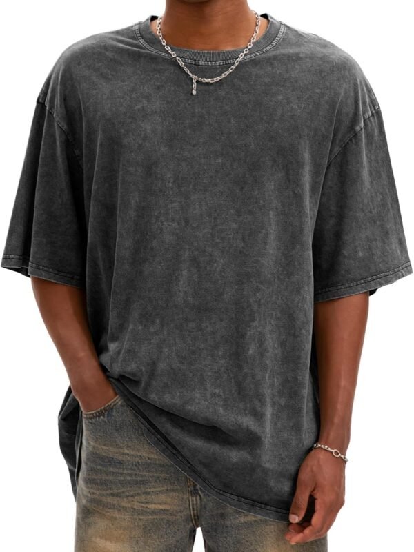 Men's oversized vintage cotton acid wash heavyweight loose fit T-shirt
