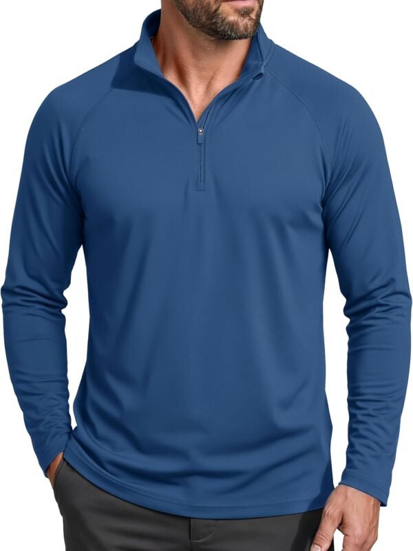 Men's long sleeve UV protection quarter-zip fishing running outdoor shirt