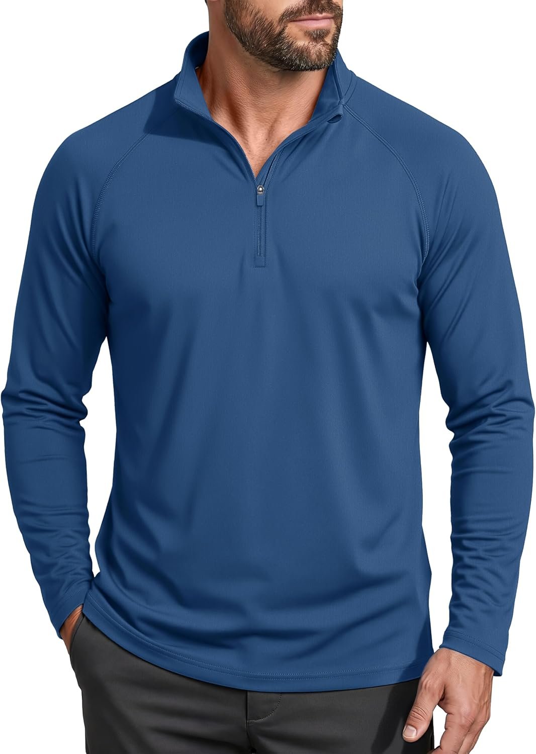 Men's long sleeve UV protection quarter-zip fishing running outdoor shirt