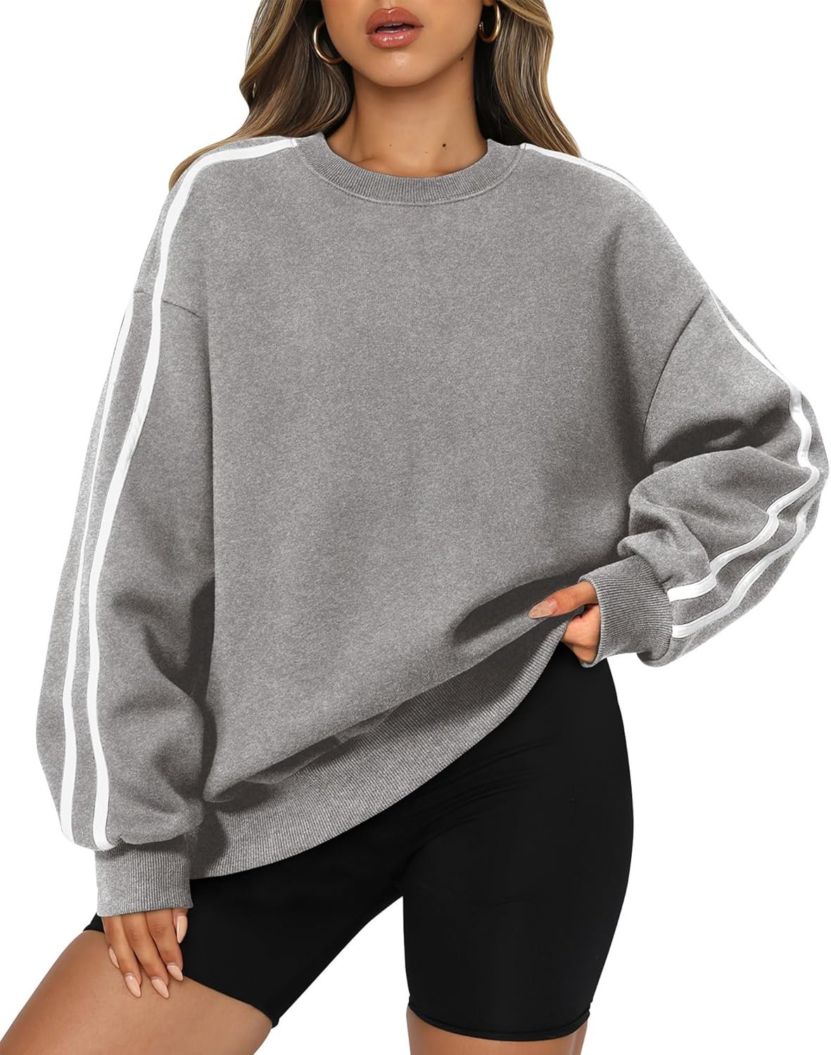 Women’s Oversized Crew Neck Color Block Sweatshirt Long Sleeve Casual Pullover