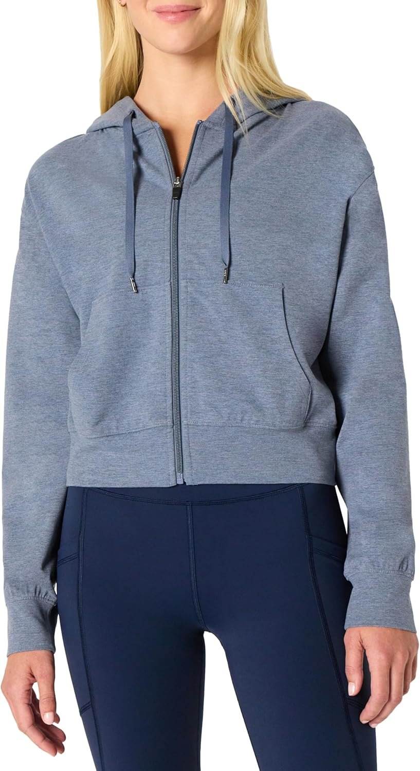 Women’s Soft Lightweight Cropped Zip Up Workout Hoodie