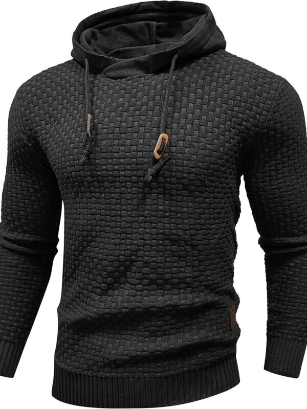 Men’s Knitted Hooded Sweatshirt Long Sleeve Pullover Sweater
